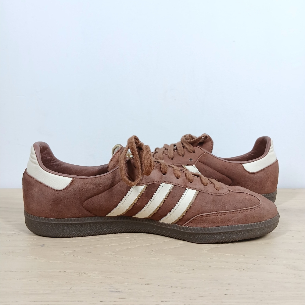 Adidas Originals Samba Classic Brown Leather Retro Low Top Sneakers 946 - Picture 2 of 10